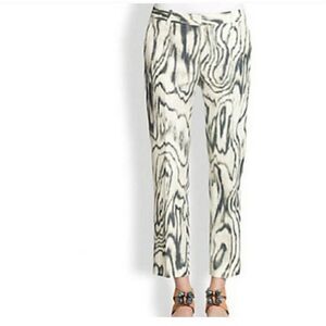 3.1 Phillip Lim Grey/Black/Cream Woodgrain Print Cropped Chino Pant Size 4